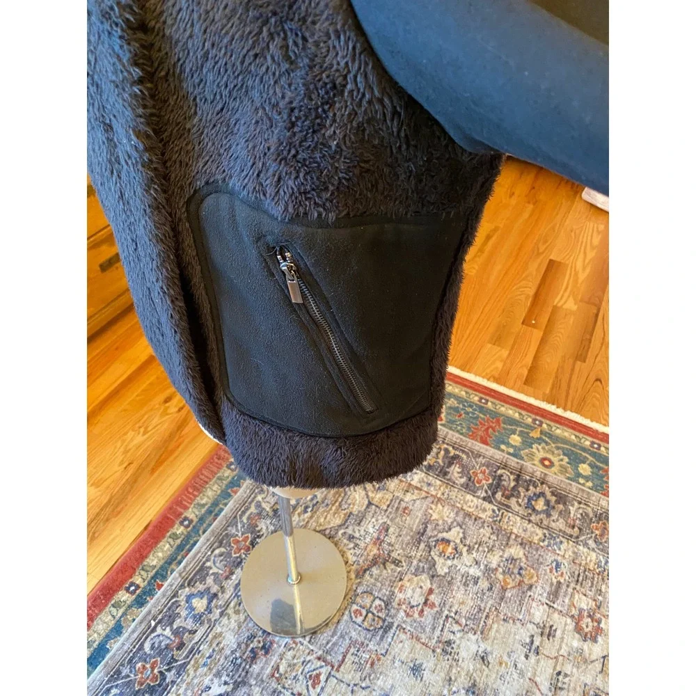 Democracy Black Asymmetrical‎ Zip Faux Fur Moto Jacket Women's L